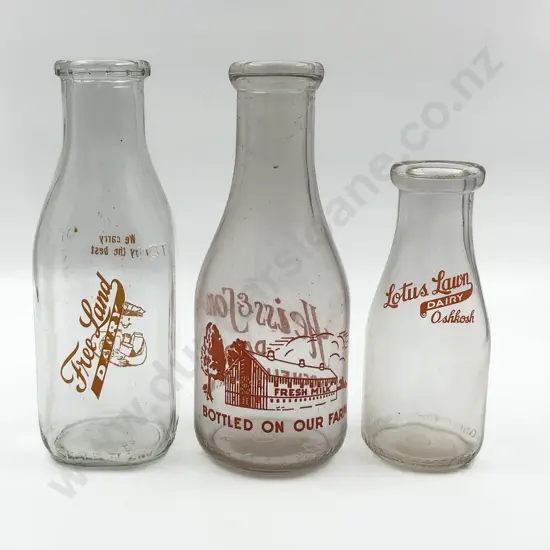 Three Vintage American Milk Bottles