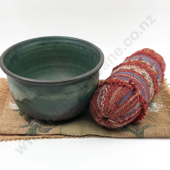 Pottery Bowl Together With Two Textile Works
