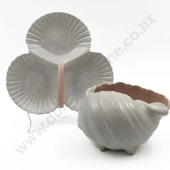 Poole Two Tone Shell Ornament Together With Poole Shell Form Entrée Dish