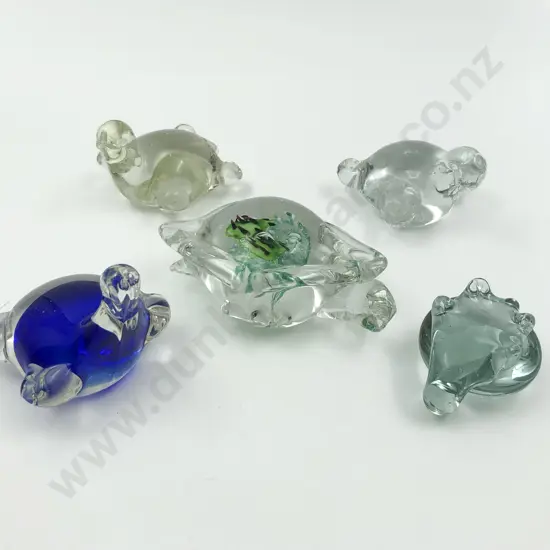 Five Assorted Art Glass Turtle Ornaments