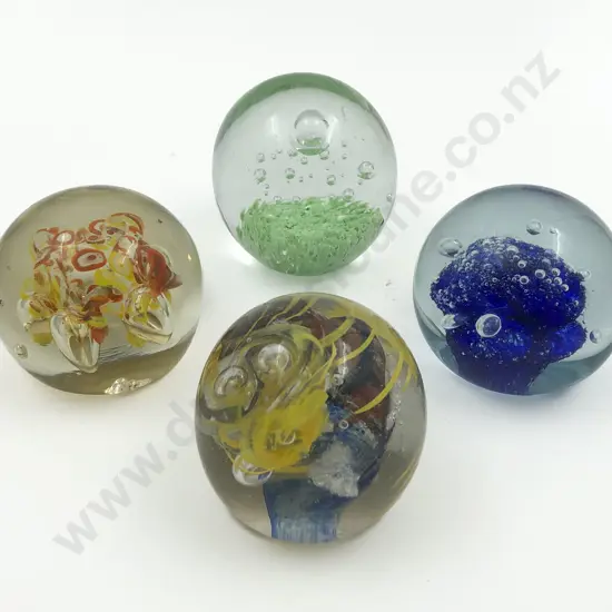 Four Art Glass Paperweights Incl. Höglund