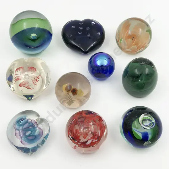 Ten Assorted Art Glass Paperweights