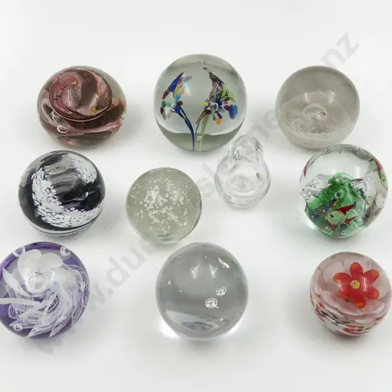 Ten Assorted Art Glass Paperweights and Ornaments