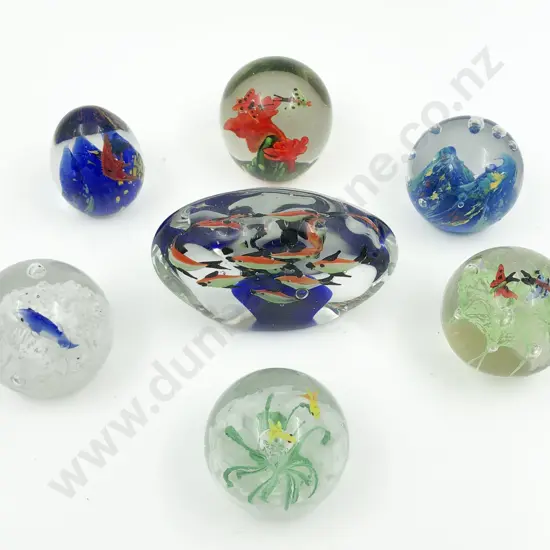 Seven Art Glass Paperweights