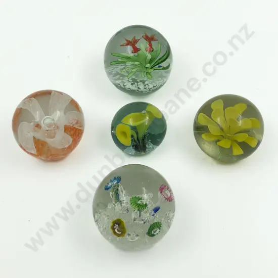 Five Art Glass Paperweights
