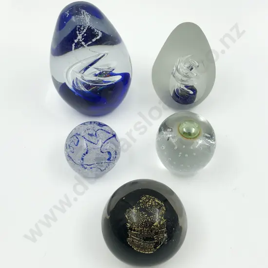 Five Art Glass Paperweights