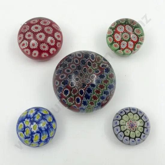 Five Art Glass Paperweights