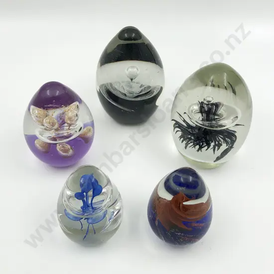 Five Art Glass Paperweights