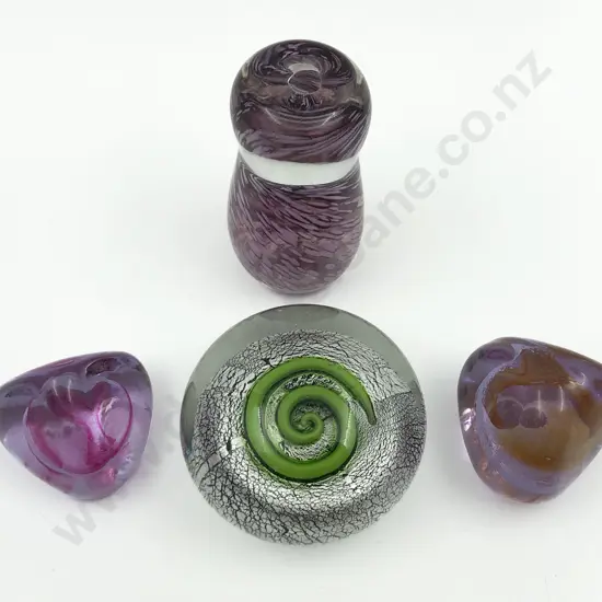 Four Art Glass Paperweights Incl. Caithness