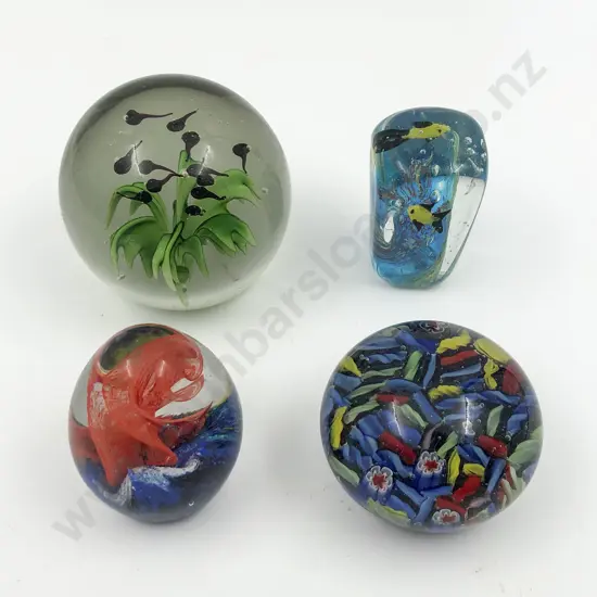 Four Art Glass Paperweights