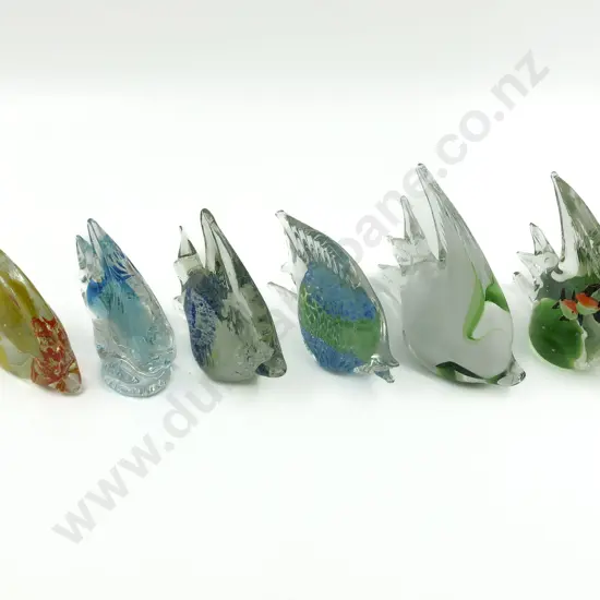 Six Art Glass Fish Ornaments