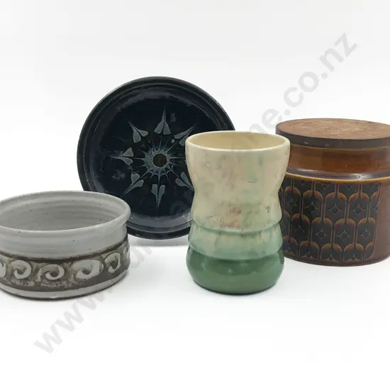 Hornsea Kitchen Jar Together With Three Pieces of Assorted Pottery