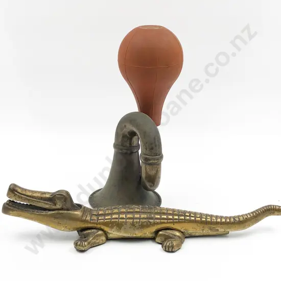 Vintage Car Horn Together With Brass Nutcracker