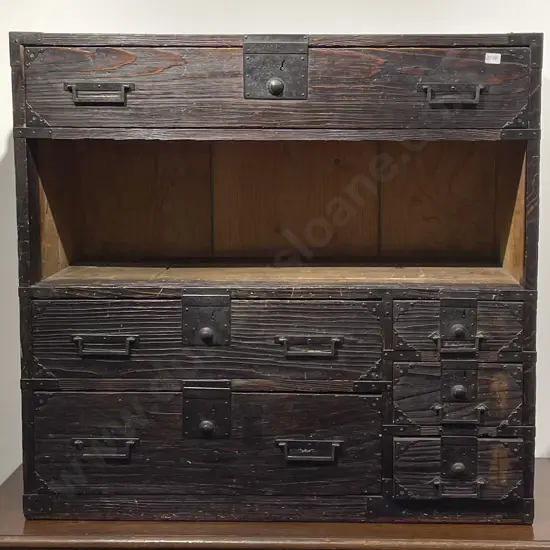 Japanese Low Sliding Door Chest of Drawers