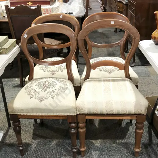 Four Balloon Back Tapestry Seat Dining Chairs