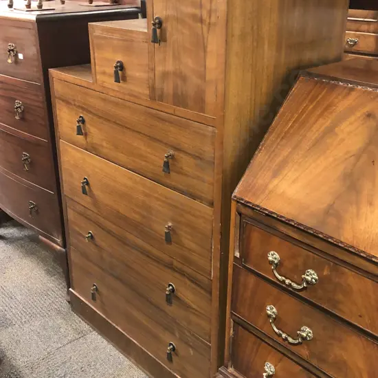 Mahogany Chest of Drawers with Three Leveled Top