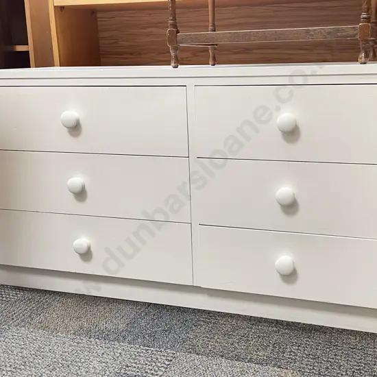 White Painted Six Drawer Low Boy