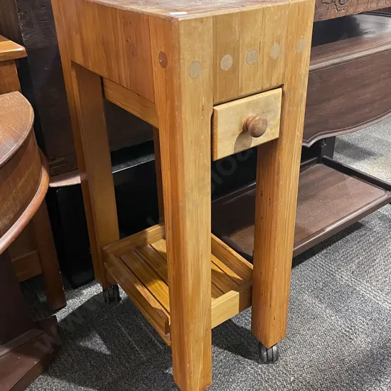 Single Drawer Butchers Block on Castors