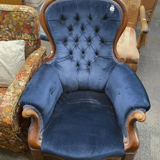 Button Back Grandfather Chair
