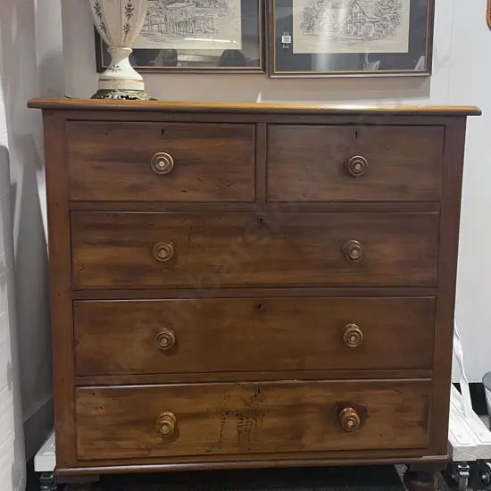 Kauri Flat Front Chest of Drawers with MOP Inlay to Drawer Handles