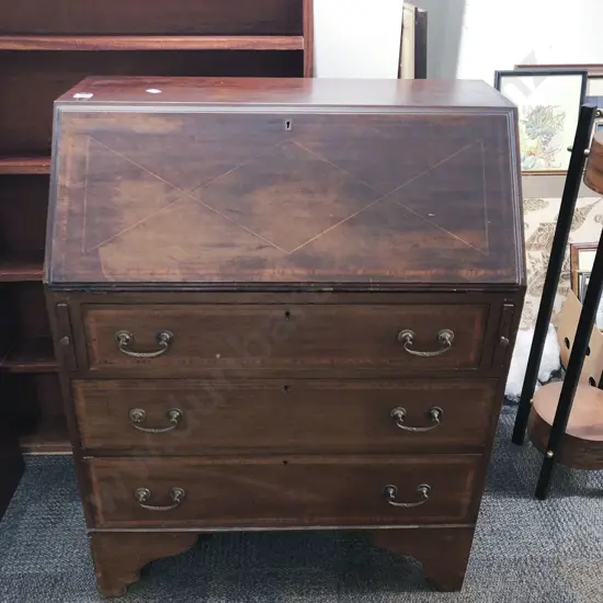 Inlaid Three Drawer Writing Bureau