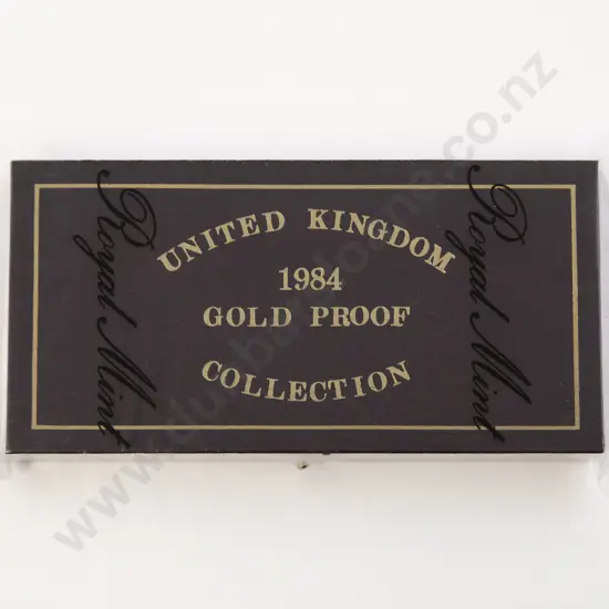 Cased 1984 UK Gold Proof Collection Three Coin Set
