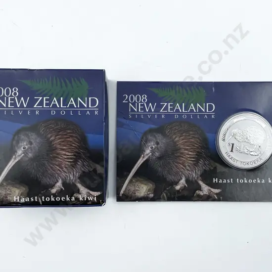 NZ 2008 Hasst Tokoeka Kiwi Silver Proof Dollar x2