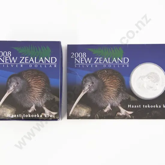 NZ 2004 Little Spotted Kiwi Silver Proof Dollar x2
