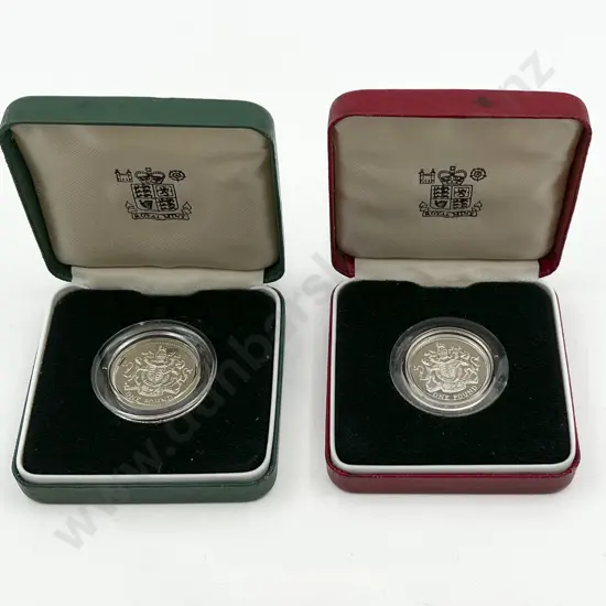 UK 1983 £1 Silver Proof Piedfort Coin and £1 Silver Coin Proof Royal Coat of Arms