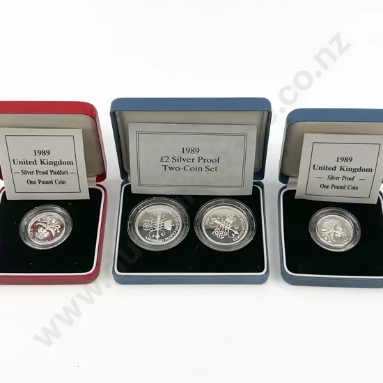 UK 1989 £1 Silver Proof Piedfort Coin and £1 Silver Coin Proof Scottish Design
