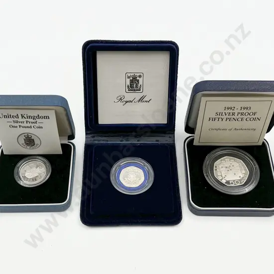 UK 1988 £1 Silver Coin Proof 1982 20p Silver Proof