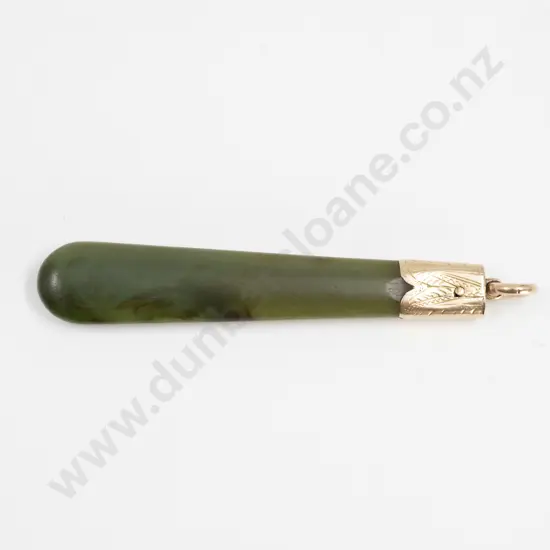 NZ Colonial 9ct Mounted Greenstone Pendant