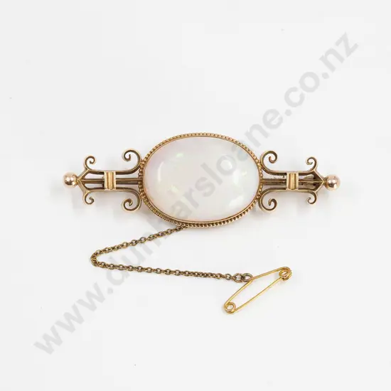 Australian Colonial 15ct Single Opal Bar Brooch