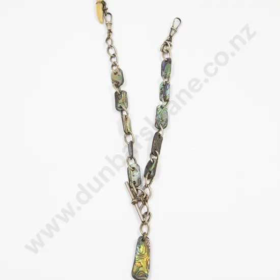 NZ Colonial S/Plate and Paua Albert Chain