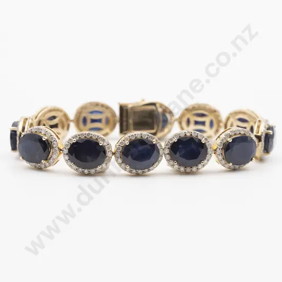14ct 252stone Sapphire and Diamond Cluster Bracelet