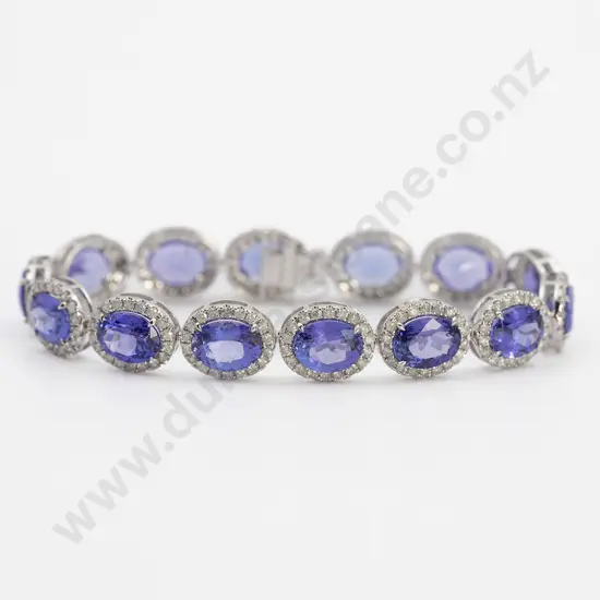 14ct White Gold Tanzanite and Diamond Bracelet
