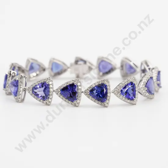 14ct White Gold Tanzanite and Diamond Bracelet