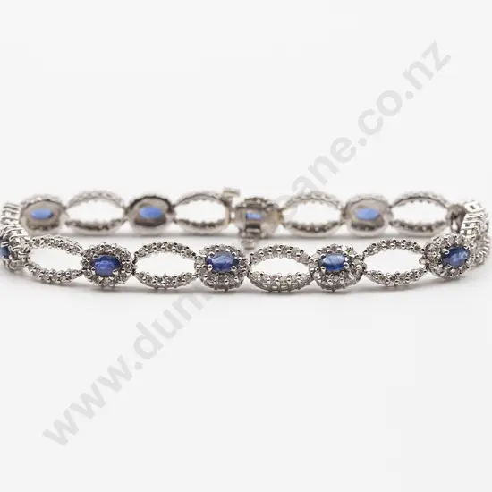 14ct White Gold 250stone Sapphire and Diamond Bracelet