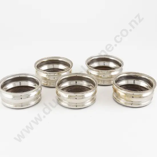 Set Of 5 Sheffield Plate Wine Coasters