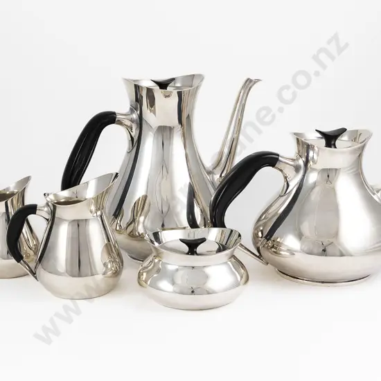 Hans Bunde For Cohr Denmark 1960s 6 Piece S/P Tea & Coffee Service