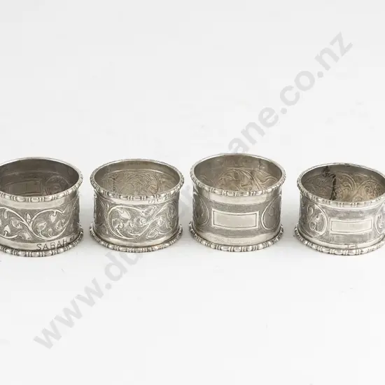 Set Of 4 Malaysian Silver Napkin Rings