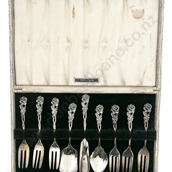 Cased Set 6 S/S Cake Forks With 2 Matching Jam Spoons & Butter Knife