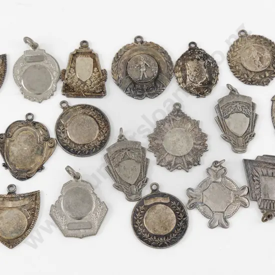 Group Of 17 Small Vintage S/P Prize Medals