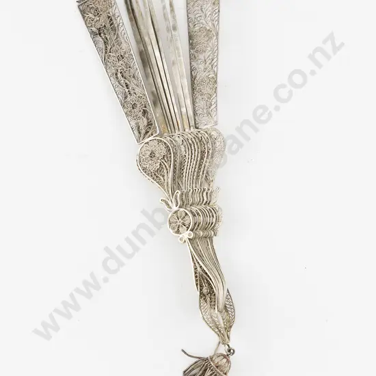 Fine Silver Filigree Breeze Fan Mount and Sticks