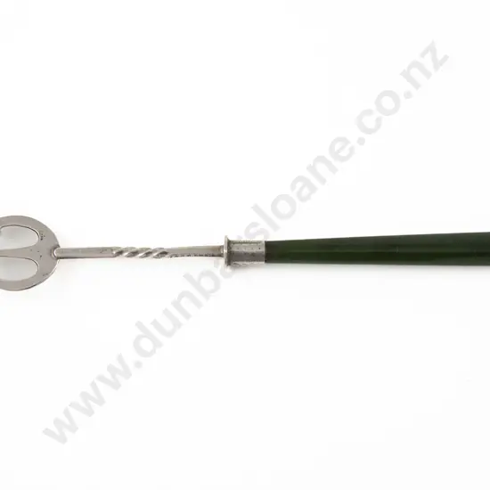 NZ Made Miniature S/S & Greenstone Handled Pickle Fork
