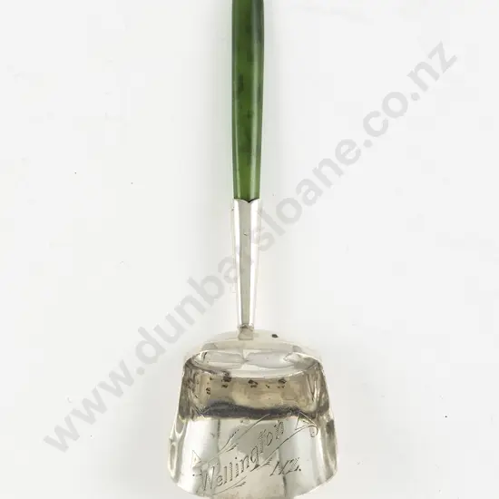 NZ S/S & Greenstone Handled Tea Caddy Spoon