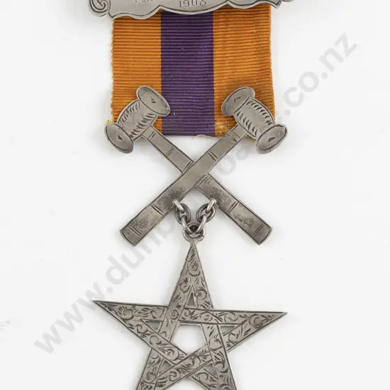 NZ Silver Lodge Medal on Ribbon
