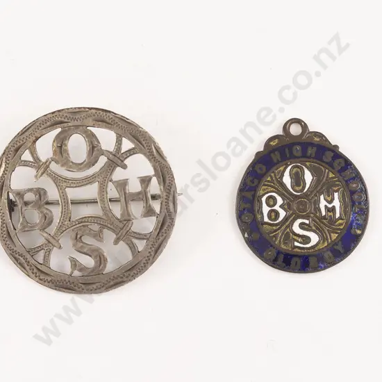 Two Vintage Otago Boys High School Badges