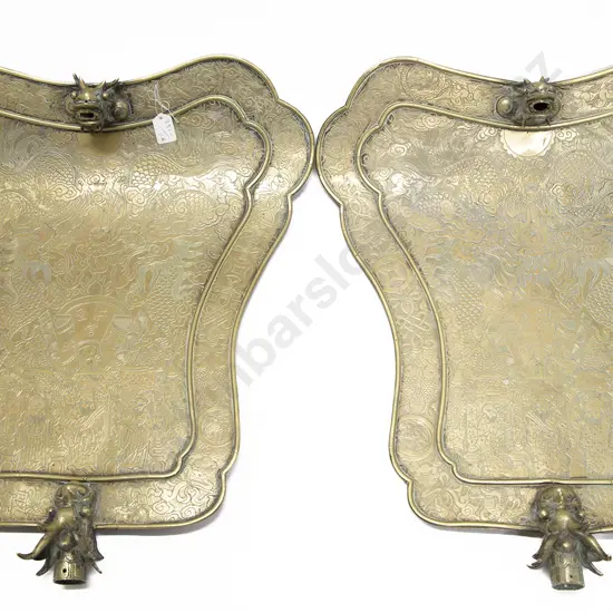 A Pair of Republic Period Decorative Chinese Brass Wall Plagues