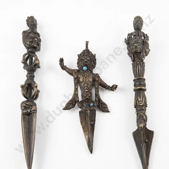 Three Tibetan Brass and Metal Phurba
